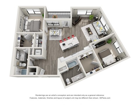 a 3 bedroom floor plan is shown in this image